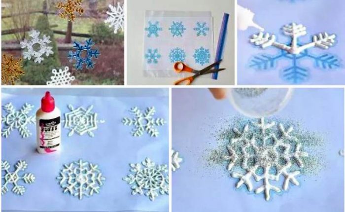 flocons de neige à base de colle PVA