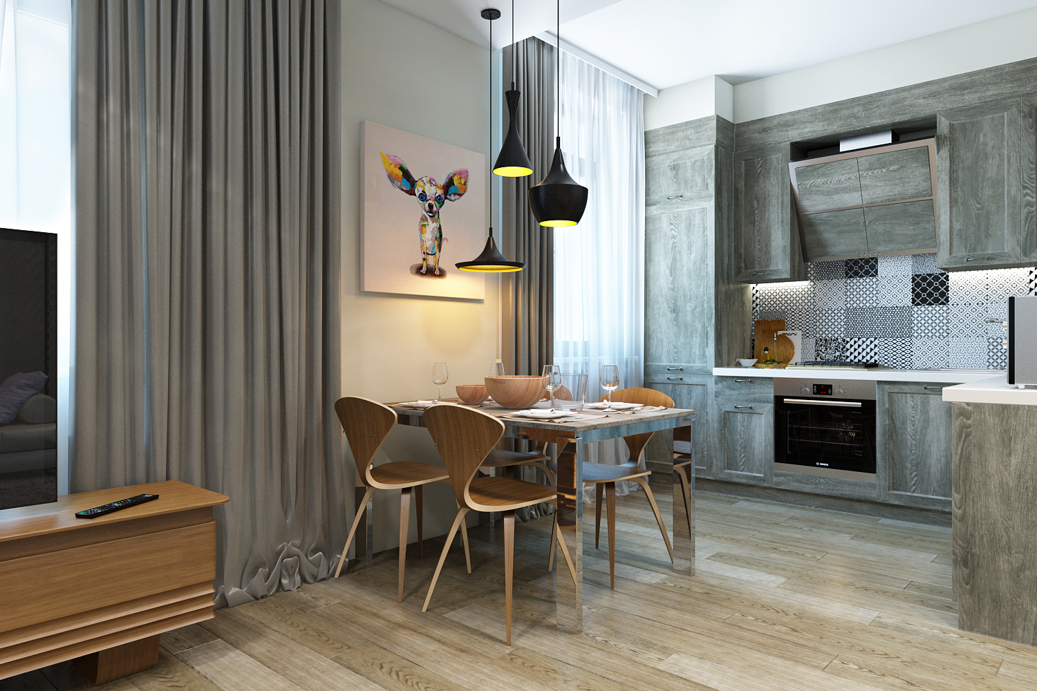 Gaz dans la cuisine-séjour