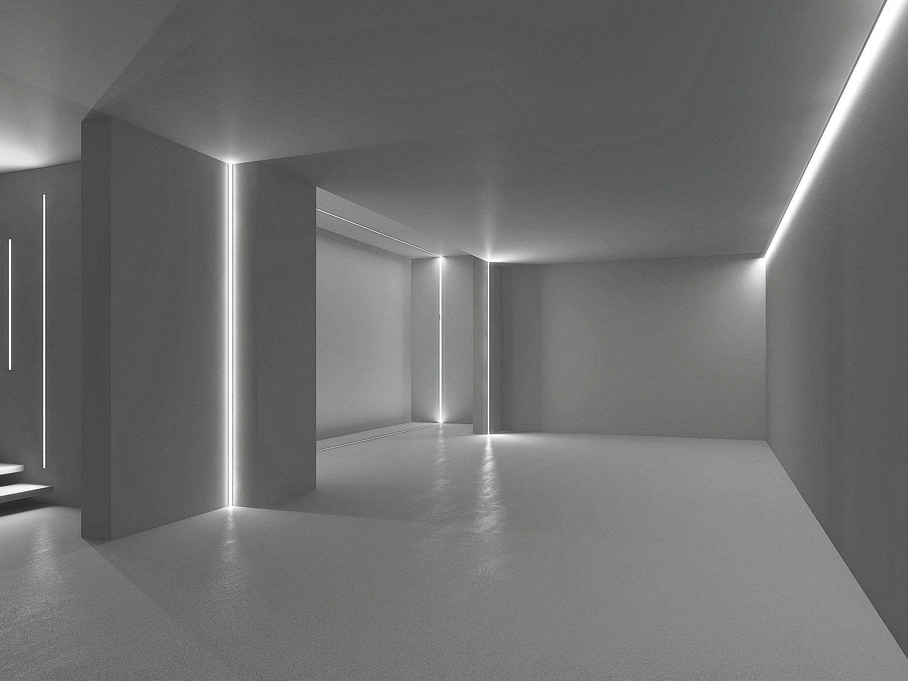 décoration des coins de pièce avec des bandes LED