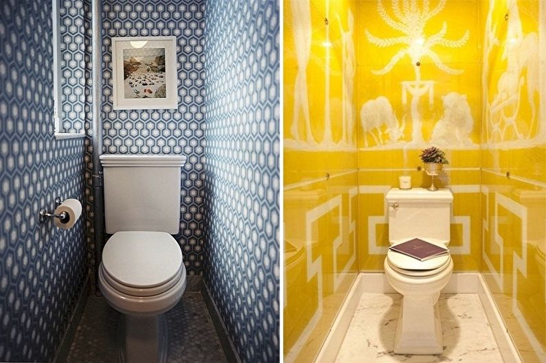 décorer le mur derrière les toilettes avec du papier peint ironique