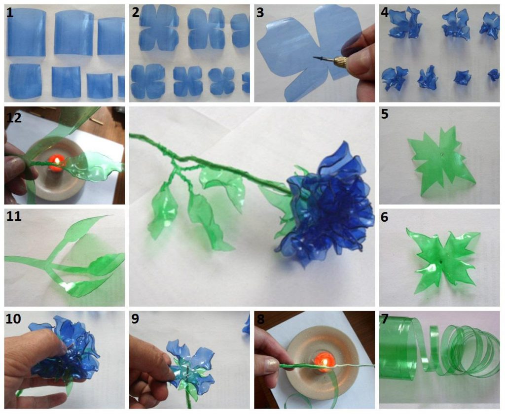 fleurs d'une bouteille en plastique