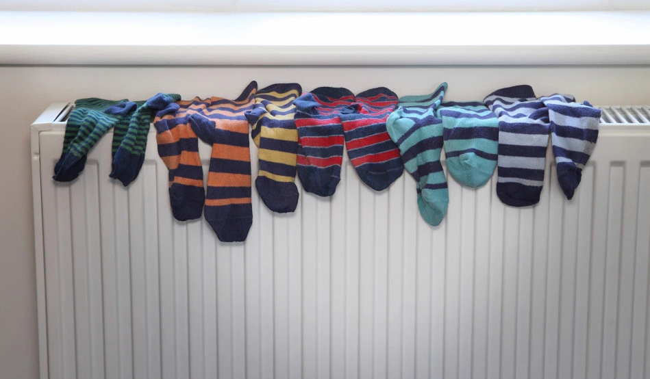 Du linge sur le radiateur