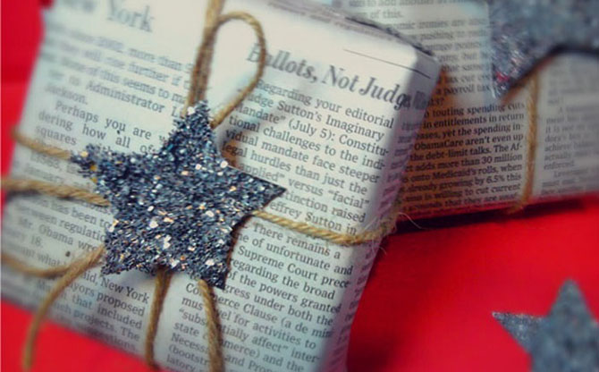 Des journaux au lieu du papier d'emballage