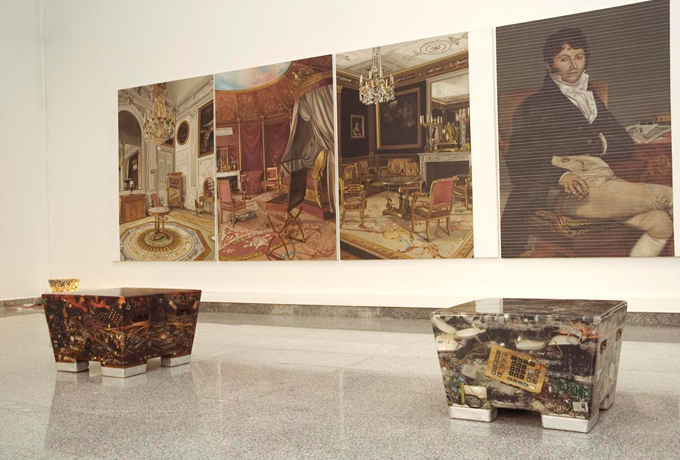 Tabourets en déchets et résine époxy