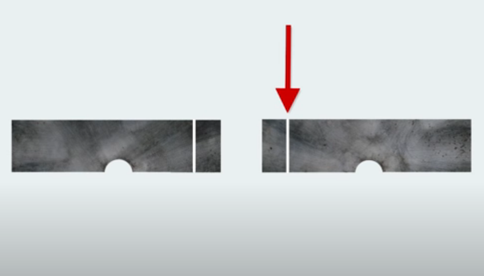 Les morceaux en excès sont coupés.