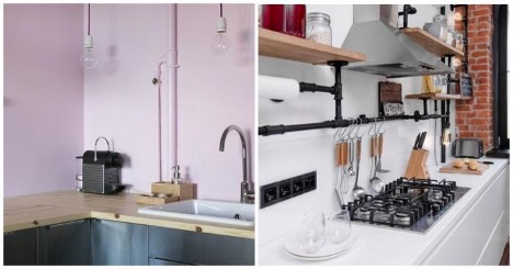 Fermez les tuyaux de la cuisine dans le coin